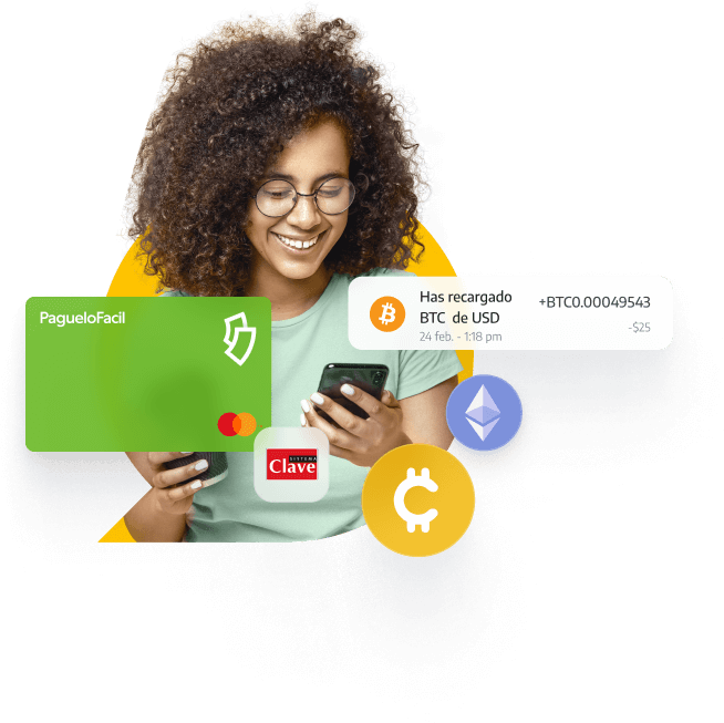 recarga de tarjeta mastercard de páguelo fácil  con criptomonedas