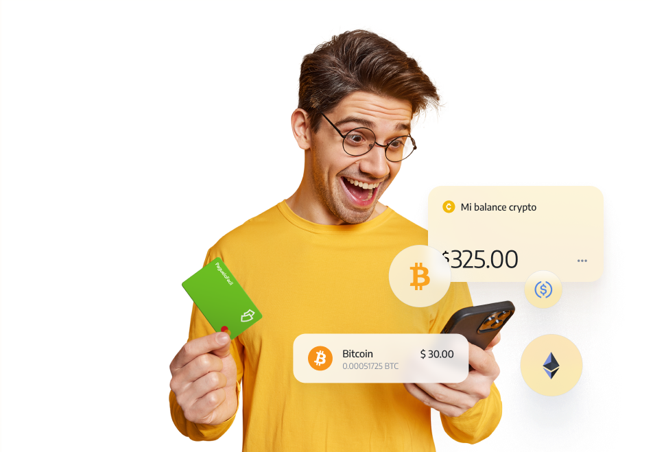 persona ganando dinero con venta y compra de criptomonedas desde el exchange de páguelo fácil